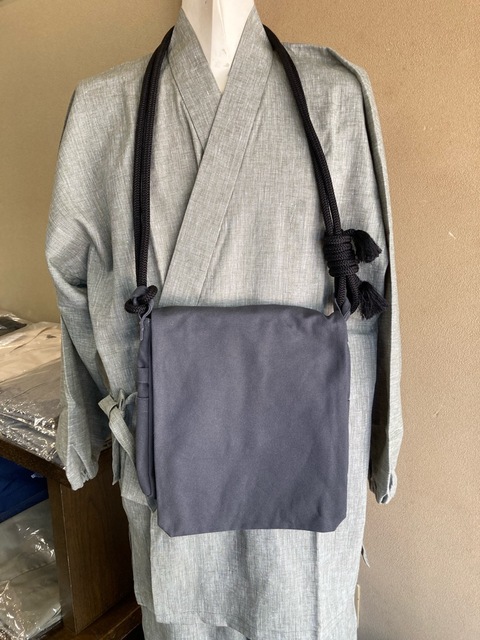 頭陀袋（小）帆布地　組紐付き